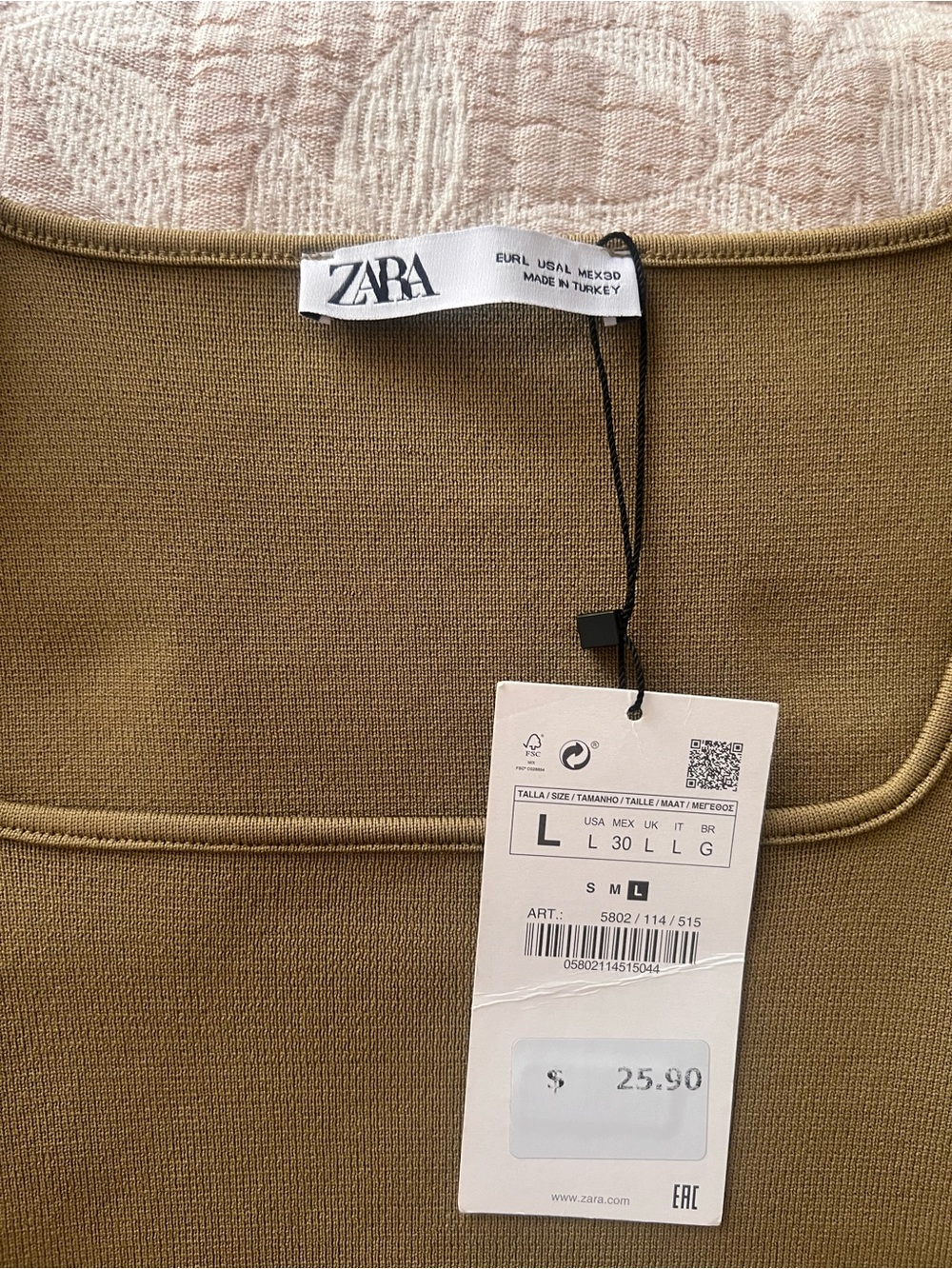ZARA Olive Knit Crop Top
